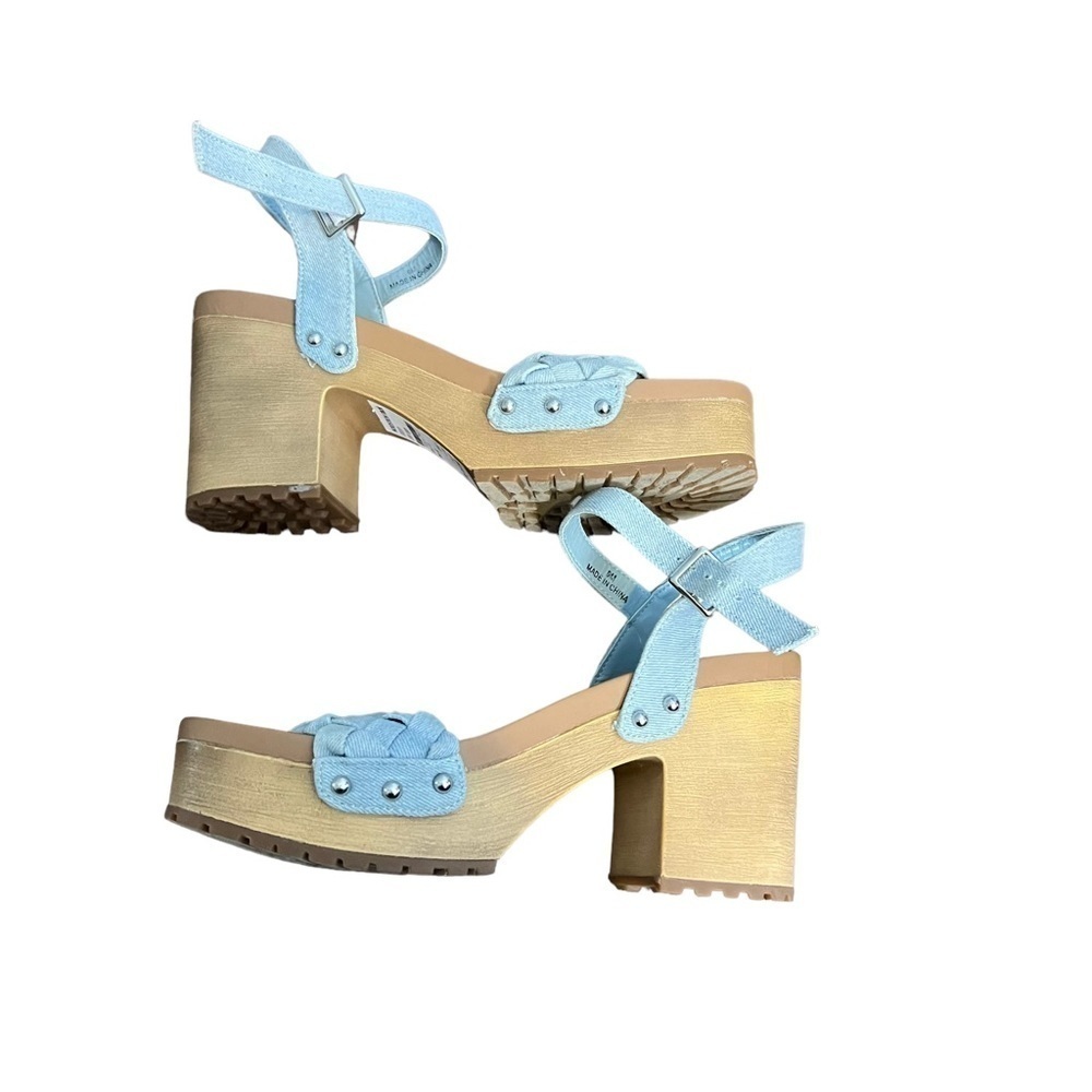 3/$30 ☀️ Anne Klein Loris Woven Ankle Strap Platform Sandals Blue - Picture 7 of 9